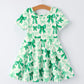 St. Patrick's Day Bow Print  Short Sleeves Girls Dress