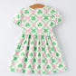 St. Patrick's Day Bow Shamrock Print Short Sleeves Girls Dress