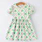 St. Patrick's Day Bow Shamrock Print Short Sleeves Girls Dress