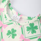 St. Patrick's Day Bow Shamrock Print Short Sleeves Girls Dress