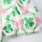 St. Patrick's Day Bow Shamrock Print Short Sleeves Girls Dress