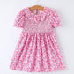 Girls Floral Ruffle Smocking Dress