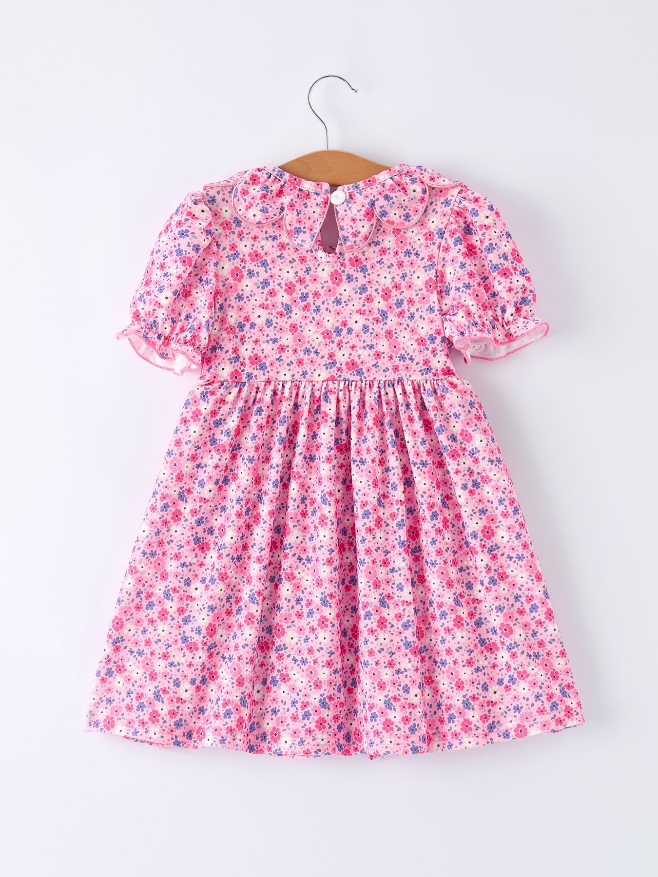 Girls Floral Ruffle Smocking Dress