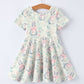 Easter Bunny Bow Print Twirl Short Sleeve Dress