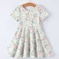 Easter Bunny Bow Print Twirl Short Sleeve Dress