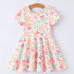 Easter Egg Bow Print Girls Short Sleeve Dress