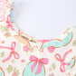 Easter Egg Bow Print Girls Short Sleeve Dress
