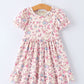 Easter Floral Bunny Girls Ruffle Hem Dress