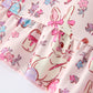 Easter Floral Bunny Girls Ruffle Hem Dress