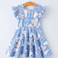 Easter Bunny Bow Pastel Girls Ruffle Hem Dress