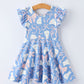 Easter Bunny Bow Pastel Girls Ruffle Hem Dress