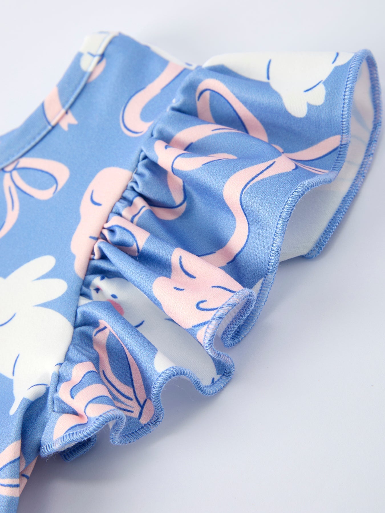 Easter Bunny Bow Pastel Girls Ruffle Hem Dress