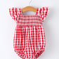Summer Plaid Smocked Ruffled Romper