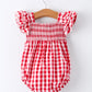 Summer Plaid Smocked Ruffled Romper