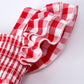 Summer Plaid Smocked Ruffled Romper