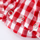 Summer Plaid Smocked Ruffled Romper