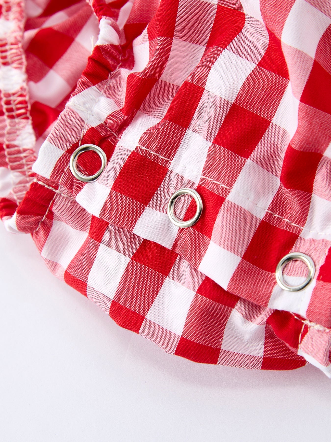 Summer Plaid Smocked Ruffled Romper
