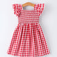 Summer Plaid Smocked Ruffled Dress