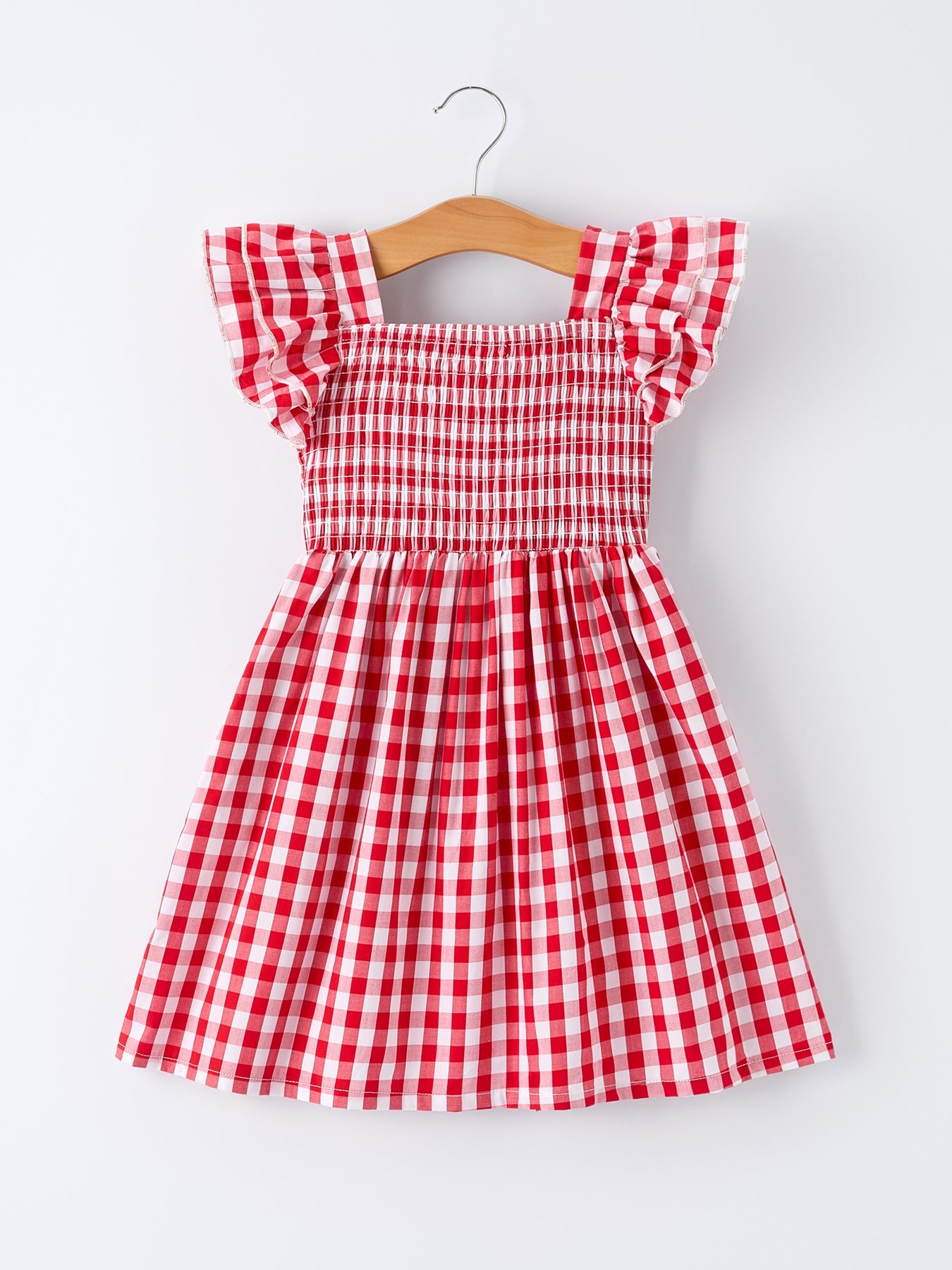 Summer Plaid Smocked Ruffled Dress