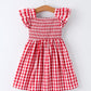 Summer Plaid Smocked Ruffled Dress