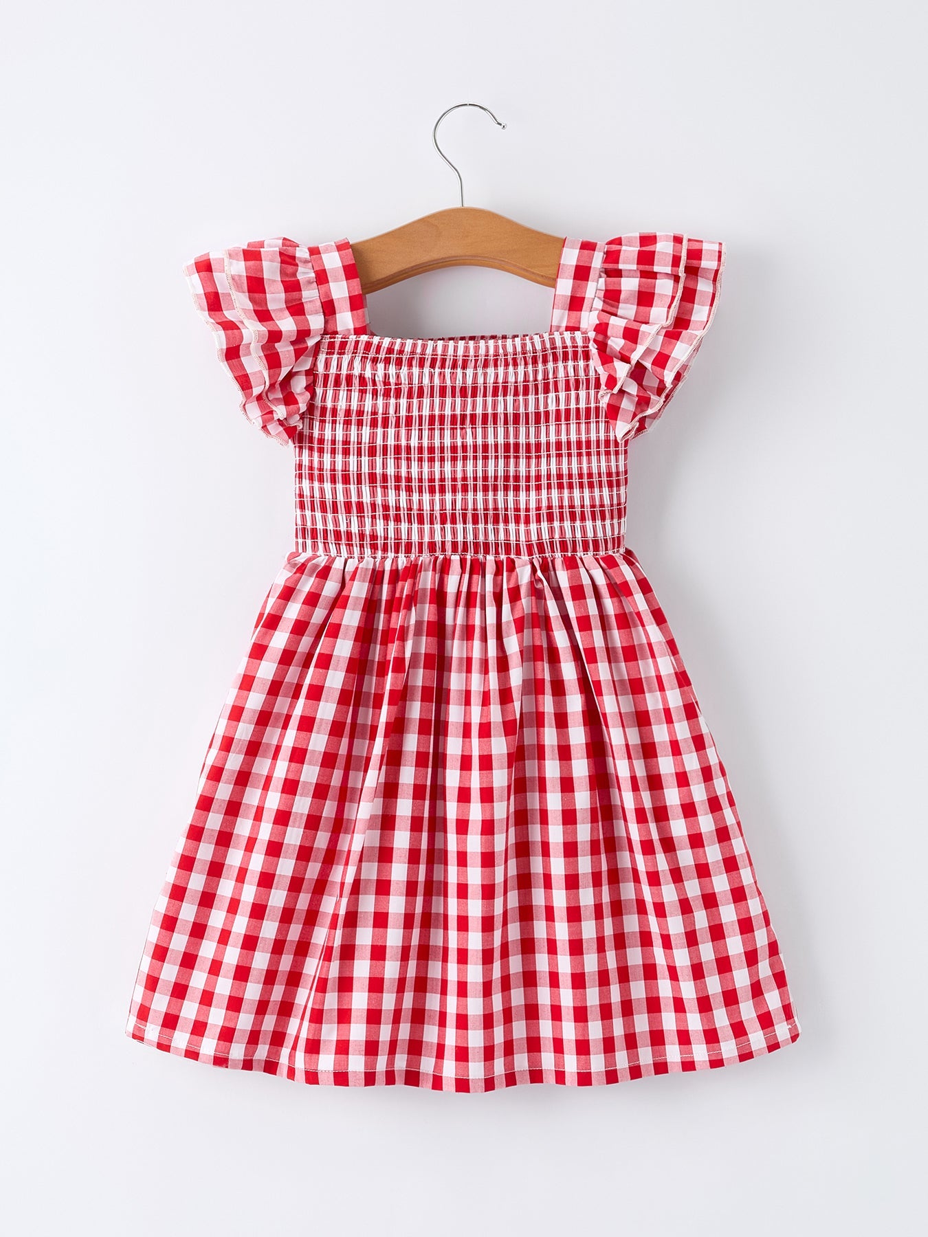 Summer Plaid Smocked Ruffled Dress