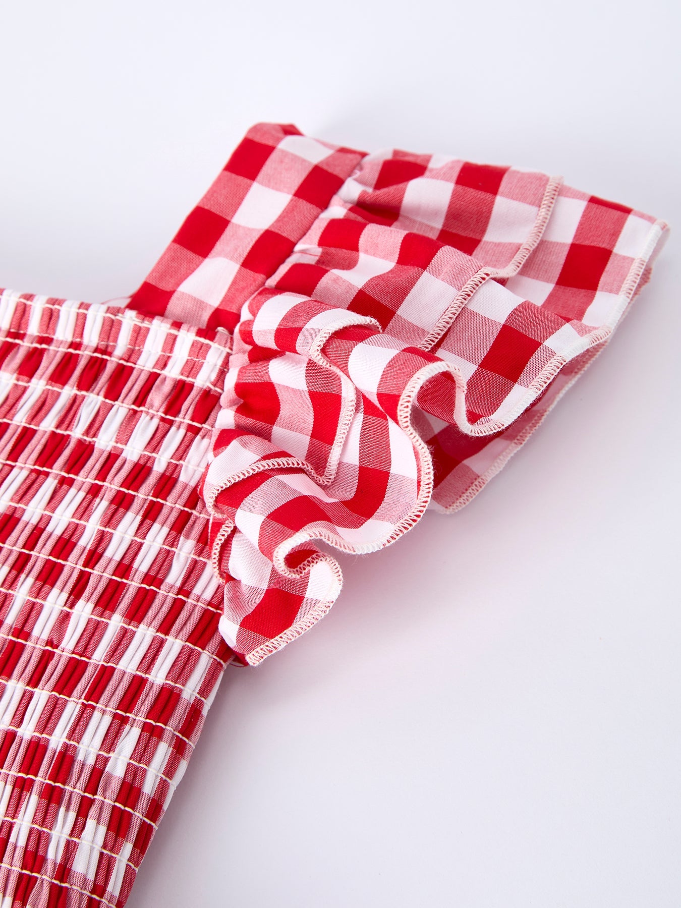 Summer Plaid Smocked Ruffled Dress