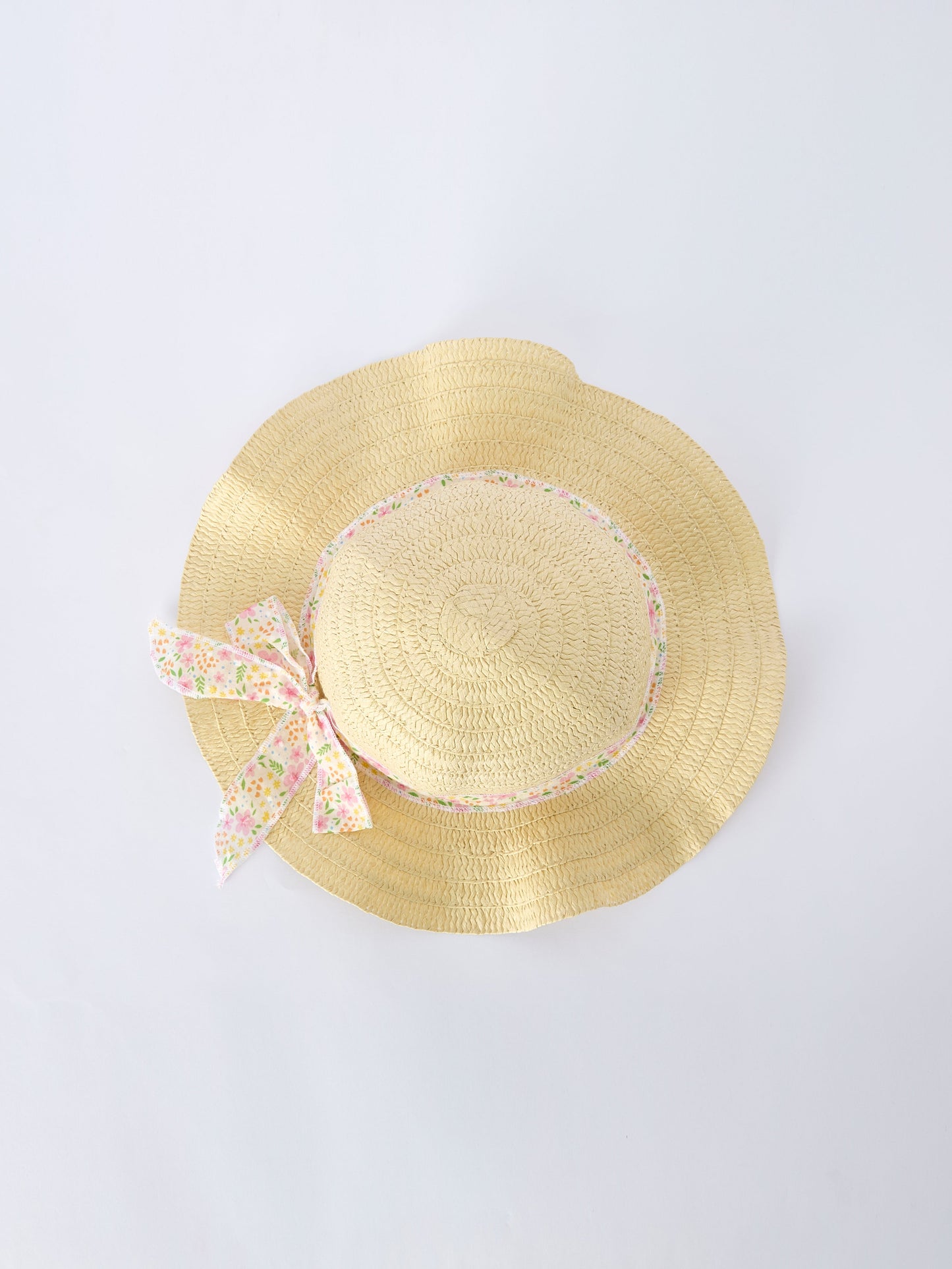 Spring Floral Ruffle Dress With Straw Hat