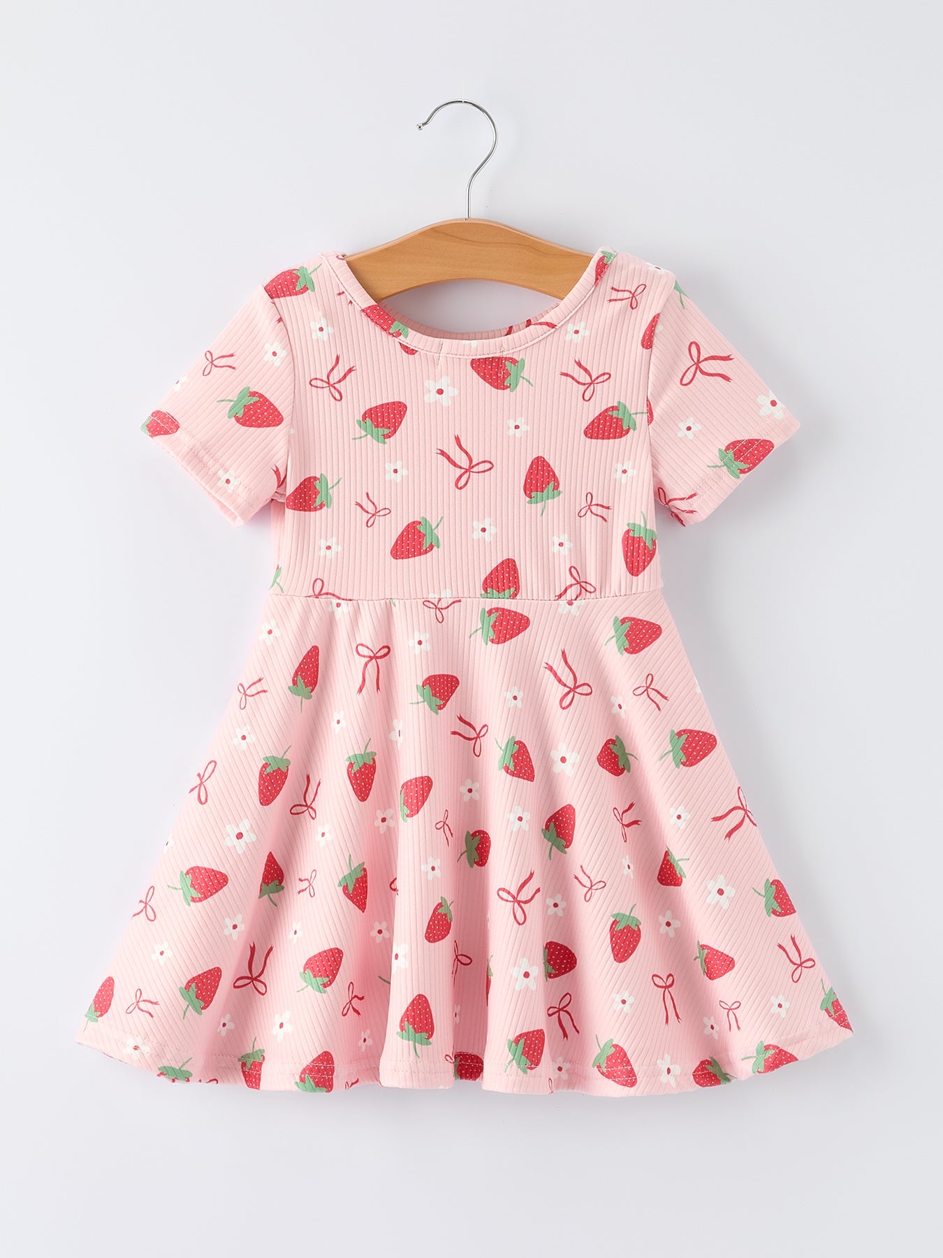 Strawberry Bow Short Sleeves Dress