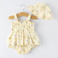 Muslin Floral Smocked Baby Romper with Matching Hat