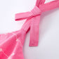 Pink Color Girl Bow Strap Ruffle Dress