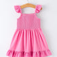 Pink Girl Smocked Ruffle Dress