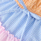 Colorblock Gingham Girls Ruffle Dress