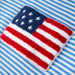 4th of July Flag Chenille Baby Boy Romper Blue Stripe