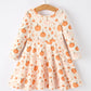Orange Pumpkin Girls Dress Long Sleeve