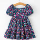 Fall Vintage Wildflower Puff Sleeve Girls Dress