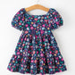 Fall Vintage Wildflower Puff Sleeve Girls Dress
