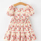 Fall Vintage Floral Puff Sleeve Girls Dress