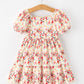 Fall Vintage Floral Puff Sleeve Girls Dress