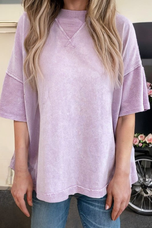 Lilac Exposed Seam Oversized Tee (Size Medium)