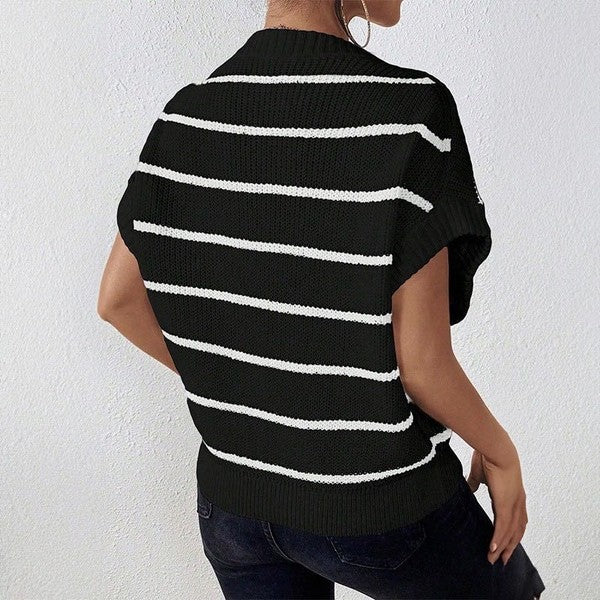 Josie Striped Sweater- Black