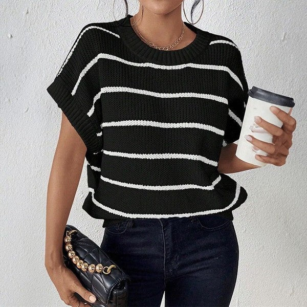 Josie Striped Sweater- Black