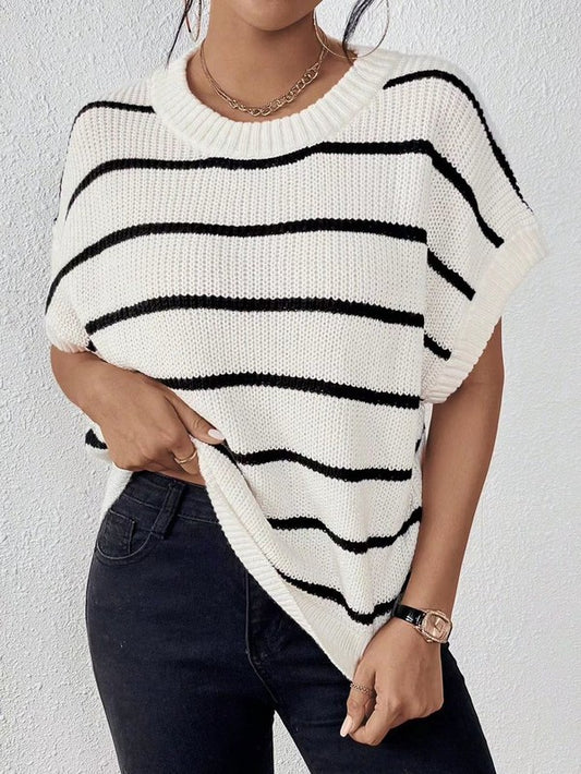 Josie Striped Sweater- White