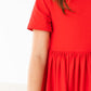 Red Short Sleeve Pocket Twirl Dress