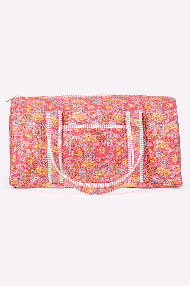 Avery Pink Floral Quilted Weekender
