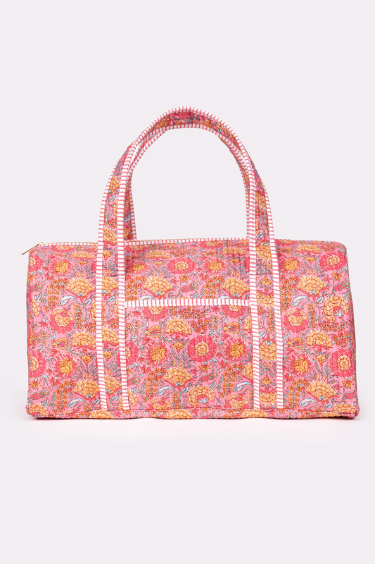 Avery Pink Floral Quilted Weekender