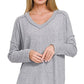 Clarissa V-Neck Sweater- Heather Gray