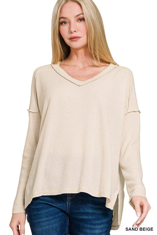 Clarissa V-Neck Sweater- Sand Beige