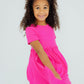 Hot Pink Short Sleeve Pocket Twirl Dress