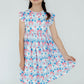 Red, White & Bows Flutter Sleeve Twirl Dress