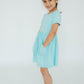 Aqua Short Sleeve Pocket Twirl Dress